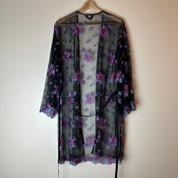 Victoria's Secret Floral Embroidery Sheer Mesh Robe - Picture 4 of 4